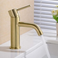 En gros Brossé 304 En Acier Inoxydable Or Bassin Robinets Robinets D'eau