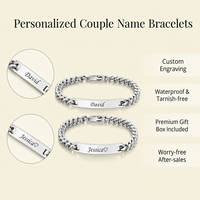 Pulsera con Barra de Nombre Personalizada, Pulseras con Nombre de Pareja Grabadas, Joyería a Juego de Acero Inoxidable Resistente al Agua, Regalo Personalizado