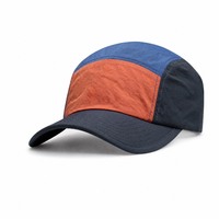 Casquette de sport décontractée unisexe en nylon respirant et imperméable à cinq panneaux avec logo personnalisé et broderie