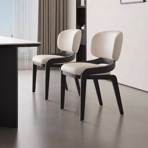 Wholesale OEM ODM Nordic Solid Wood Genuine Leather Commercial Office Villa Bar Coffee Hotel <strong>Restaurant</strong> Dining Chairs <strong>Set</strong> - Product Image 4