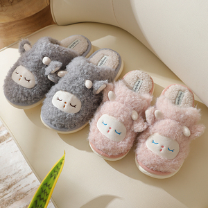 Chaussons d'hiver coréens en coton avec nœud en dentelle, légers et doux pour la maison, logo brodé, antidérapants, livraison rapide - Product Image 5