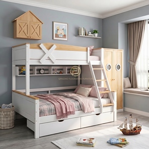 Letto a Castello Multifunzionale <span class=keywords><strong>Salvaspazio</strong></span> per Bambini con Scivolo e Armadio, Struttura in Legno per Camere Piccole - Product Image 2
