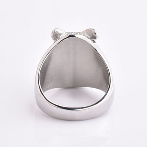 Nueva gran oferta, diseños simples, joyería de acero inoxidable, plata, hombres, Hiphop, anillos de cabeza de Lobo dominante - Product Image 3