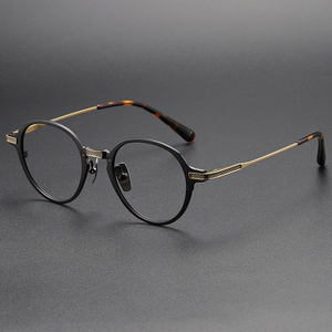 DTX--426日本の手作り純粋なチタンプレートレトロラウンドパーソナライズされたチタン眼鏡フレームトレンド - Product Image 3