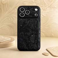 Étui de téléphone floral en relief 3D en similicuir de luxe antichoc pour iPhone