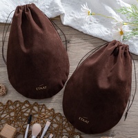 Sac à sous-vêtements en velours suédé durable avec logo imprimé, pochette anti-poussière en tissu recyclable, emballage à cordon doré pour bijoux et cadeaux BaiShun