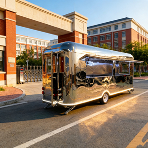 Remorque de restauration commerciale à finition miroir longue et arrondie avec intérieur spacieux pour la vente de restauration rapide et de boissons en ville - Product Image 4