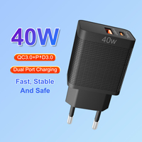 Bloc d'alimentation portable en gros 40W Type C USB Cube double port PD 3.0 Chargeur rapide avec protection OTP/OVP