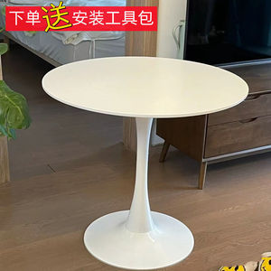 Nordic Style <b>Small</b> Round Table 80cm White Wooden Top Living Room Coffee Tea Shop Reception <b>Desk</b> Outdoor Table - Product Image 4