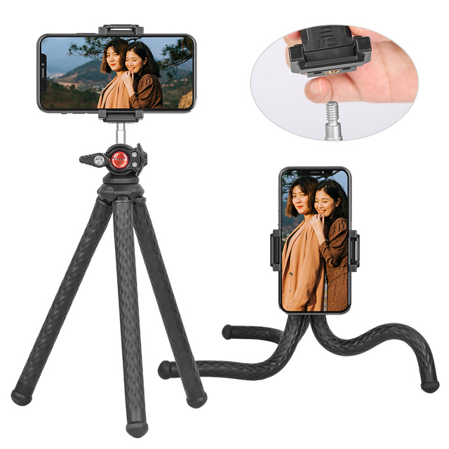 DSLR Camera Smartphone Holder Carbon Fiber Flexible Tripod with Adjustable Ball Head