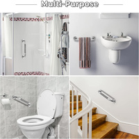 Barres d'appui de salle de bain chromées brossées satinées pour baignoire et toilettes, barre d'appui antidérapante avec texture moletée