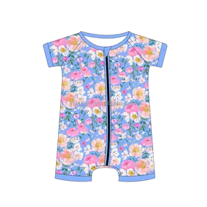 Hot Sale Custom Print Romper Soft Bamboo And Spandex Sleepwear Infant Pajamas Sleeper Factory Wholesale 2024