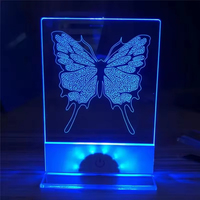广告牌信息显示订单灯发光二极管空白3D亚克力RGB夜灯桌带支架装饰照明