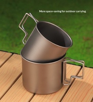 Tasse en titane pur de 450 ml, en acier inoxydable 201, avec poignée pliable, tasse à eau en titane pur, tasse à thé et à café en titane pur