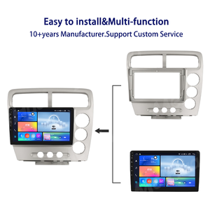 Autoradio Meihua 9 pouces, cadre en ABS pour <span class=keywords><strong>HONDA</strong></span> <span class=keywords><strong>CIVIC</strong></span> EP3 2003, <span class=keywords><strong>deux</strong></span> <span class=keywords><strong>portes</strong></span>, avec faisceau de câblage, câbles RCA, pièces - Product Image 1
