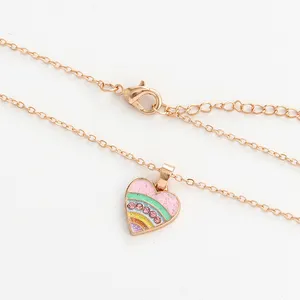 Set Necklace And Earring Cute Heart Necklace Set Earrings Girls Gold Plated Jewelry Featuring Diamond Crystal Trendy Styles-for Parties Weddings Gifts