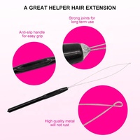 Outil professionnel durable pour la pose de perles sur les extensions capillaires, aiguille à boucle pour tirer les mèches, aiguille à enfiler pour extensions de cheveux