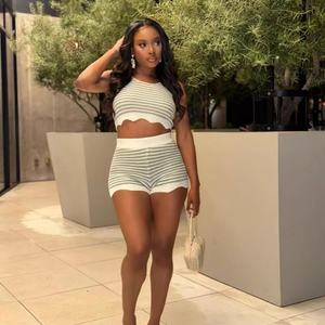 Viviblook Z421ST05 Short en tricot décontracté à manches courtes brodé pour femmes - Product Image 2