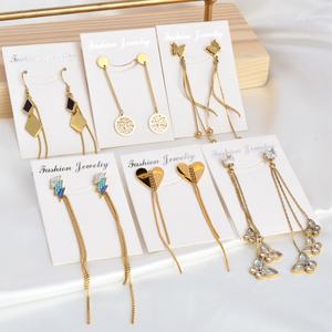 <b>Fashion</b> Jewelry Luxury 18K Gold Plated Stainless Steel <b>Drop</b> <b>Earrings</b> with Customized Shape for Unisex - Product Image 1