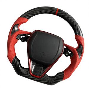 Volant en cuir et fibre de carbone avec boutons pour <span class=keywords><strong>Toyota</strong></span> Corolla Camry Xse Se 9ème génération <span class=keywords><strong>hybride</strong></span> 2018 <span class=keywords><strong>2021</strong></span> 2022 2023 2024 2025 2026 - Product Image 2