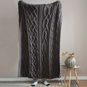Mk Oeko-tex Crochet Handmade Weight Tube Yarn Soft <strong>Black</strong> Chunky Knit <strong>Throw</strong> Giant Knot Pet Knitted <strong>Blanket</strong> - Product Image 1