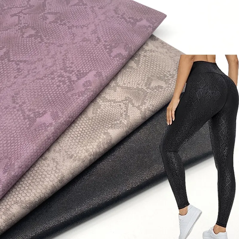 Têxteis e tecidos cobra respirável malha folha 4 maneira stretch spandex nylon sportswear tecido
