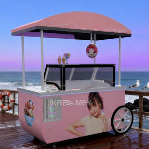 <b>Towable</b> Trolley Showcase Ice Cream Fast Food Vending Cart Outdoor Metal Rust Resistant - Product Image 1
