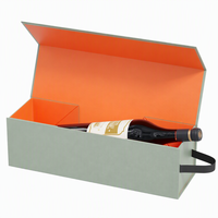 Boîte cadeau pour vin en carton premium recyclable avec laminage brillant magnétique pliable, ruban, 1 pièce, emballage pour spiritueux pour mariage