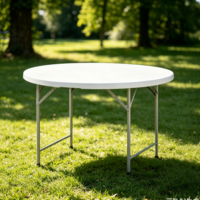 Table à manger ronde en plastique blanc de 6 pieds en gros portable 180cm événement fête mariage Banquet restauration