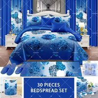 Collection de literie de luxe américaine très vendue, 30 pièces, ensembles de draps et couvre-lit en coton, couvre-lit matelassé assorti à des rideaux