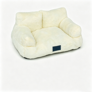 Luxury Faux Fur Dog <b>Bed</b> Solid Cream Color Rectangle Shape Soft Indoor Pet <b>Bed</b> for Dogs All Seasons Removable Washable - Product Image 1