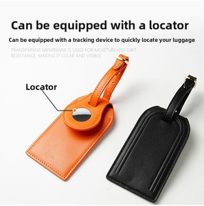 Étiquettes de bagage en cuir PU résistantes à l'eau, personnalisées, à la mode, avec lettres, pour accessoires de voyage GPS RFID, vente en gros - Product Image 2