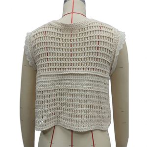 Nouveau <span class=keywords><strong>Gilet</strong></span> <span class=keywords><strong>Femme</strong></span> Été 2025 – Collection Boutique en Gros 2026 – Col en V, Dentelle Évidée, Motif Floral, <span class=keywords><strong>Sans</strong></span> Manches - Product Image 3