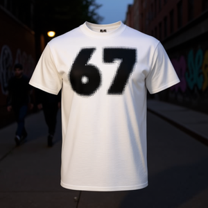 Camiseta Upside Down Numbers Streetwear blanca con diseño 67, ropa informal para hombre - Product Image 3