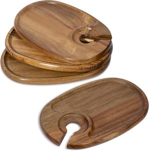 Piatti in Legno per Ristorante con Portabicchieri, Set di Piatti in Legno Naturale di Acacia, <span class=keywords><strong>Vassoio</strong></span> per Servire Salumi - Product Image 2