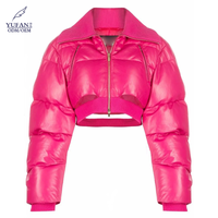 YuFan rose court doudoune hiver chaud manteaux pour femmes haute qualité Puffer Logo personnalisé impression Parka