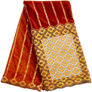 3393尼日利亚亮片蕾丝面料，用于缝制派对礼服布料材料非洲天鹅绒蕾丝，带绳蕾丝，用于婚礼派对