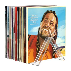 Venta al por mayor álbum organizador rack-Acrílico álbum récord claro de plexiglás de la encimera de disco de vinilo organizador