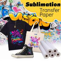 Kertas Transfer Sublimasi Gulungan Produsen Khusus dengan Kecepatan Pengeringan Cepat 98% Tingkat Transfer untuk Pencetakan Termal Kertas Putih pada Pakaian