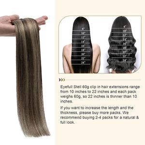 Extensions de cheveux humains brésiliens Lanrui 22 pouces 100g à clipser, double trame, Remy, permanentées, couleurs chocolat brun caramel - Product Image 6