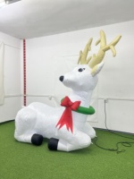 Décoration de cerf gonflable lumineuse de Noël, cerf blanc gonflable pour la décoration extérieure de la pelouse, idéal pour les fêtes