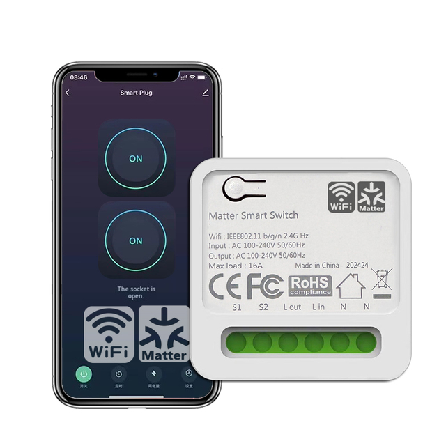 MT-TDQ-16A-1G Security Smart WiFi Switch Home Use Matter Homekit Alexa Voice Control 16A Remote Control Google Assistant