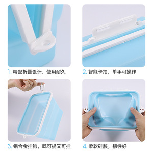 Silicone Folding <b>Lunch</b> <b>Box</b> 1-3L Collapsible With Plastic Lid For Fresh Fruits Vegetables - Product Image 3