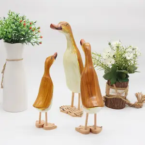 Nordic Animal Carving Set Of 3 Ducks Creative Home Wooden Ornament Pastoral Decoration Groceries Wooden Europe Wood Folk Art