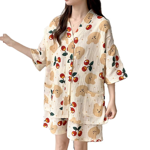 Nuevo conjunto de pijamas de maternidad de verano 100% de algodón de manga corta ropa de dormir de lactancia - Product Image 1
