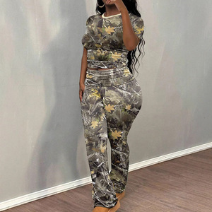 Dropshipping Shopify <b>Plus</b> <b>Size</b> Womens Floral Print Long Sleeve Top And Pants Two Piece Casual <b>Set</b> <b>Lounge</b> Wear - Product Image 5