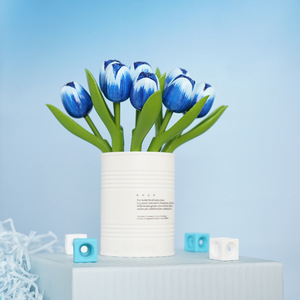 Tulipanes de Madera Pintados a Mano, Flores Artificiales Multicolores, Decoración de Primavera para el Hogar, Estilo Moderno, Regalo - Product Image 4