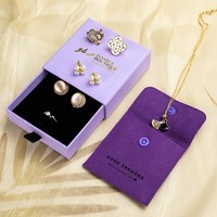 Caja de Joyería Ecológica de Lujo con Cierre de Broche Rosa, Forro de Terciopelo, Asa de Listón, Personalizada, de Cartón Rígido para Boutique