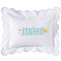 Taies d'oreiller brodées blanches pour bébé, héritage de la maternité, vierges avec bordure festonnée, 12x16 pouces, support d'oreiller, monogramme personnalisé
