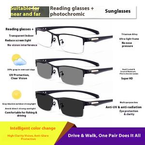 Lunettes de lecture multifocales progressives photochromiques bloquant la lumière bleue Zoom intelligent Business TR Frame Logo personnalisé en gros - Product Image 5